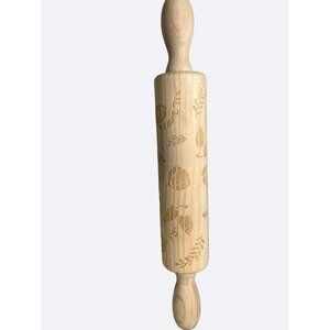 Wood Embossing Rolling Pin Dough Roller with Fall/ Autumn/ Thanksgiving Pattern